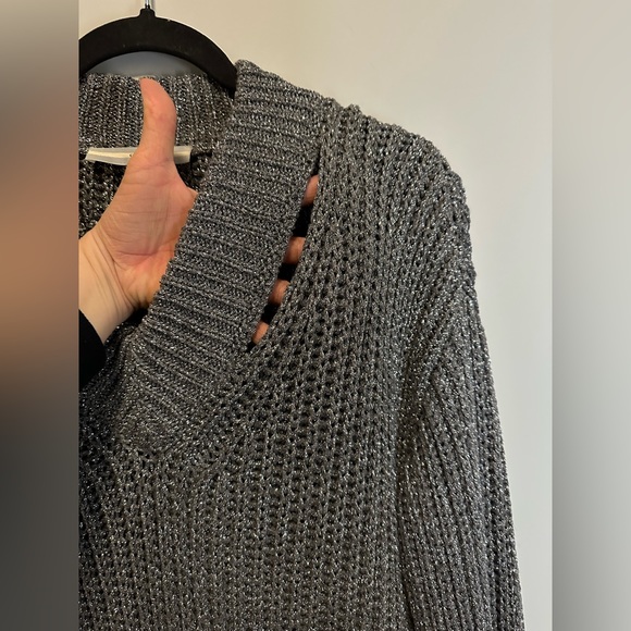 GUESS Lise Sparkle Cutout V-Neck Sweater - Picture 8 of 13